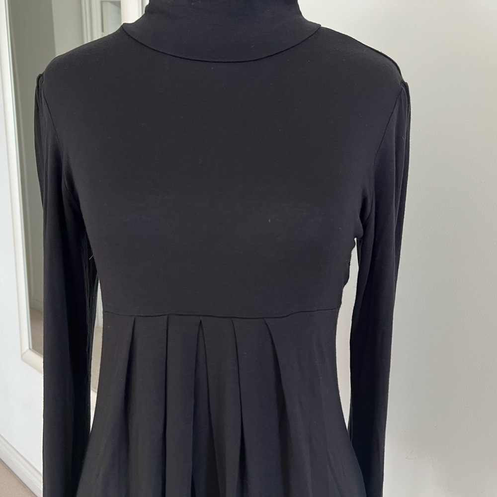 Ambiance Black Long Sleeve Knit Top with pleated front